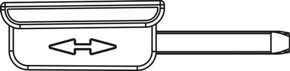 Sparclip zur Befestigung an einem Thermostat-Kopf, designed von IMI Hydronic Engineering. Das Produkt verfügt über eine Halterung und einen Befestigungsstift.